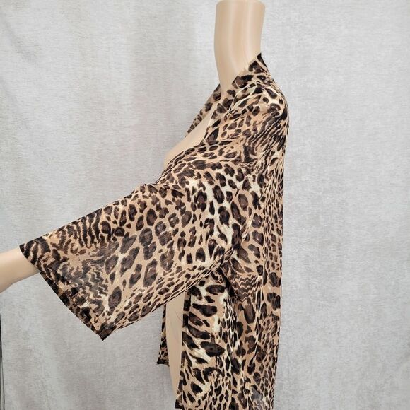 Slinky Brand Vintage Cheetah Print Open Style Cardigan Duster Tunic Plus Size 1X - Picture 6 of 12